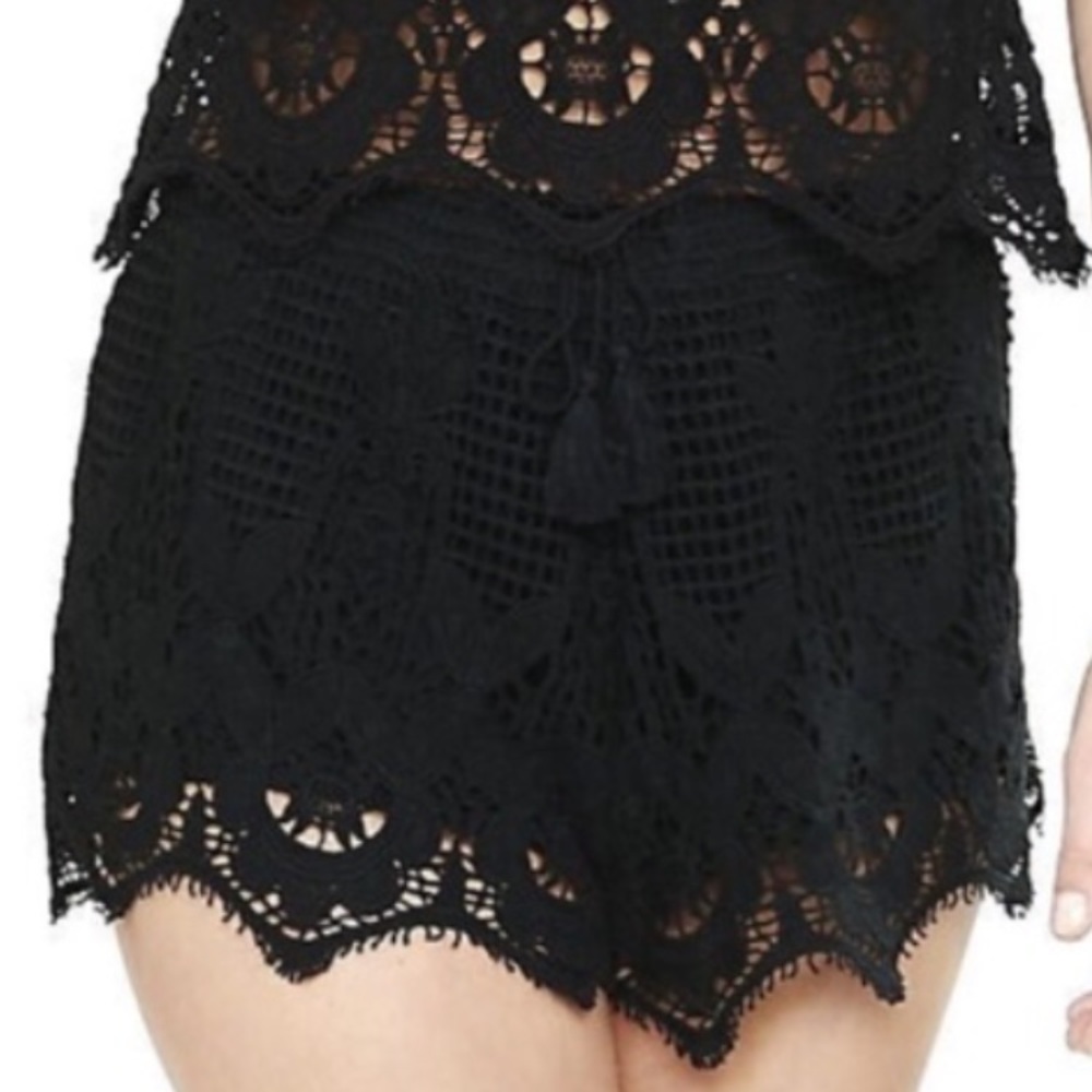 Express Crochet Lace Black Shorts